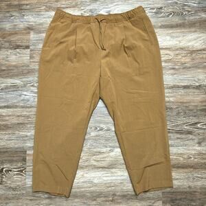 Old Navy High-Rise Billie Straight Trouser 2X Plus Tan Pull On Drawstring Waist